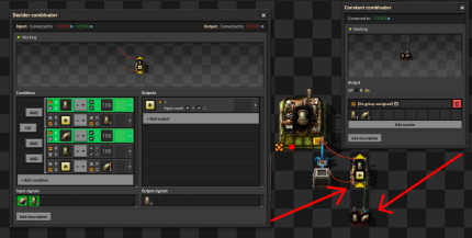 combinator settings for a simple signal switch