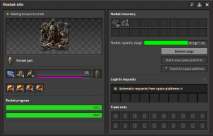 The rocket silo's UI in Space Age
