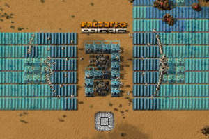 Construction robots are building a solar farm, seen on the expansion's title screen.